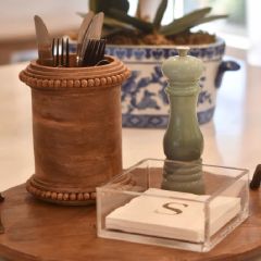 Wooden Beaded Utensil Crock