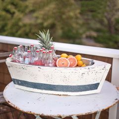 Wooden Boat Container With Tin Insert