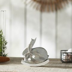Wooden Bunny Rocker with Bow and Pearl Beads Set of 2