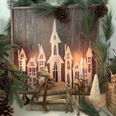 Wooden Church Village Rustic Wall Art