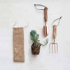 Wooden Handle Garden Tool Set With Bag