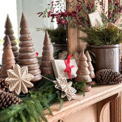Wooden Holiday Cone Tree Set of 5