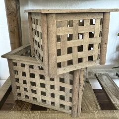 Wooden Lattice Bin Set of 2