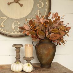 Wooden Leaves and Berries Spray