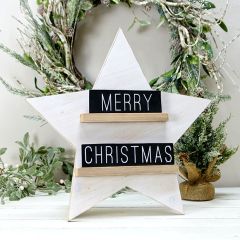 Wooden MERRY CHRISTMAS Tabletop Star