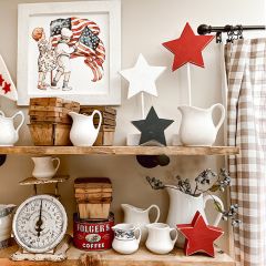 Wooden Patriotic Star on Dowel Set of 2