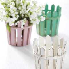 Wooden Picket Fence Planter Set of 3