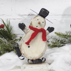 Wooden Skating Snowman Sitter