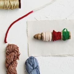 Wooden Spool with Velvet Ribbon Set of 2