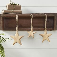 Wooden Star Ornament Set of 3