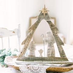 Wooden Tree Nativity Scene