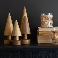 Wooden Tree On Pedestal Set of 3