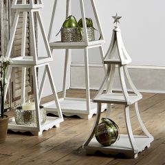 Wooden White Tiered Display Tree