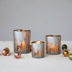 Woodland Charms Mercury Glass Candle Holder 4 Inch