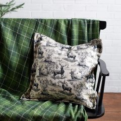 Woodland Deer Toile Accent Pillow