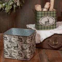 Woodland Deer Toile Decorative Bins Set of 2