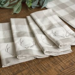 Woodland Farmhouse Check Antler Napkins Set of 4