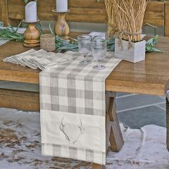 Woodland Farmhouse Check Antler Table Runner