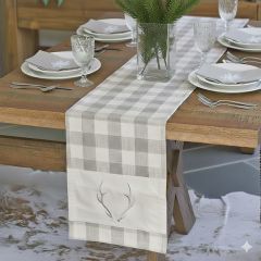 Woodland Farmhouse Check Antler Table Runner