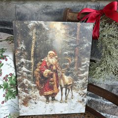 Woodland Santa Vintage Christmas Canvas Art