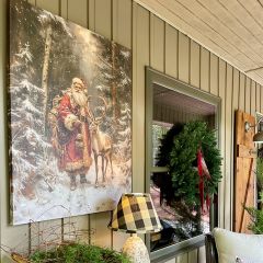 Woodland Santa Vintage Christmas Canvas Art
