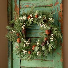 Woodland Snowberry Evergreen Wreath with Bells