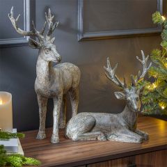 Woodland Winter Deer Figurines Set of 2