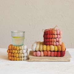 Wool Felt Ball Square Coasters Set of 4