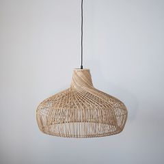 Woven Cane Boho Pendant Light