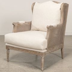 Woven Cane Cushioned Arm Chair