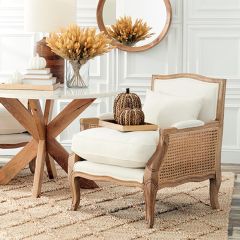 Woven Cane Side Cushioned Arm Chair
