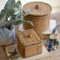 Woven Cane Storage Box Set of 2