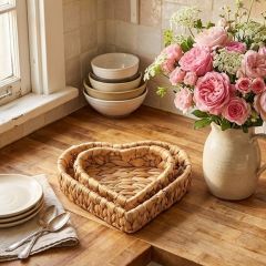 Woven Heart Shaped Basket Set of 2