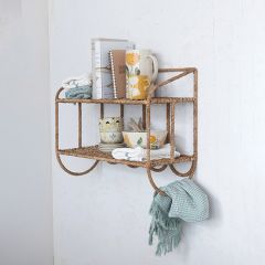 Woven Hyacinth 2 Tier Wall Shelf