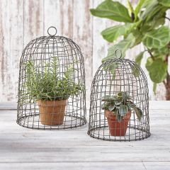 Woven Iron Birdcage Cloche Set of 2