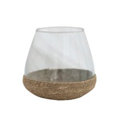 Woven Jute and Glass Tea Light Holder