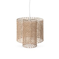 Woven Jute Layered Cylinder Pendant Light
