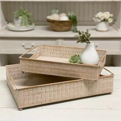Woven Pattern Metal Tray Set of 2