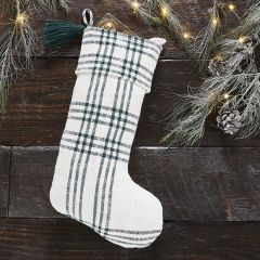 Woven Pine Green Plaid Christmas Stocking 20 Inch