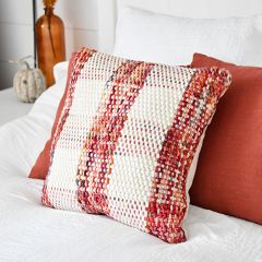 Woven Plaid Farmhouse Throw Pillow