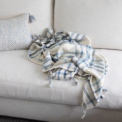 Woven Plaid Tassel Fringe Throw Blanket