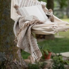 Woven Plaid With Fringe Throw Blanket