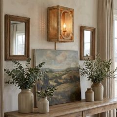 Woven Rattan 2 Light Wall Sconce