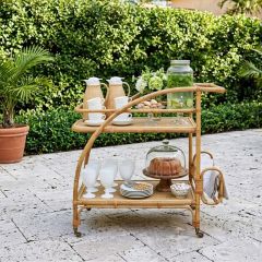 Woven Rattan 2 Tier Bar Cart