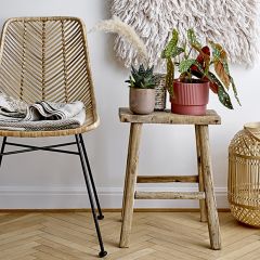 Woven Rattan and Metal Dining Chair