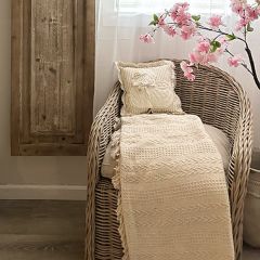 Woven Rattan Curved Arm Chair With Cushion