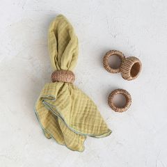 Woven Rattan Napkin Ring Set of 4