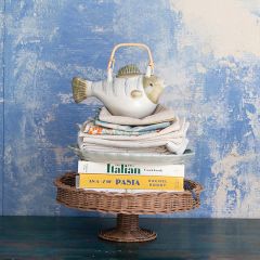 Woven Rattan Pedestal Basket Tray