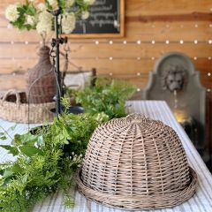 Woven Rattan Tray With Dome Cover