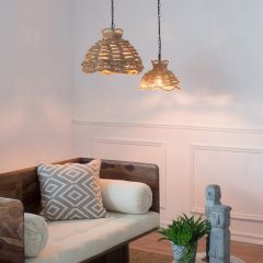 Woven Rope Pendant Light Set of 2
